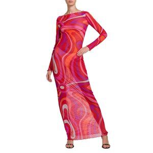 Emilio Pucci Long-sleeved Extra-long Pink Dress